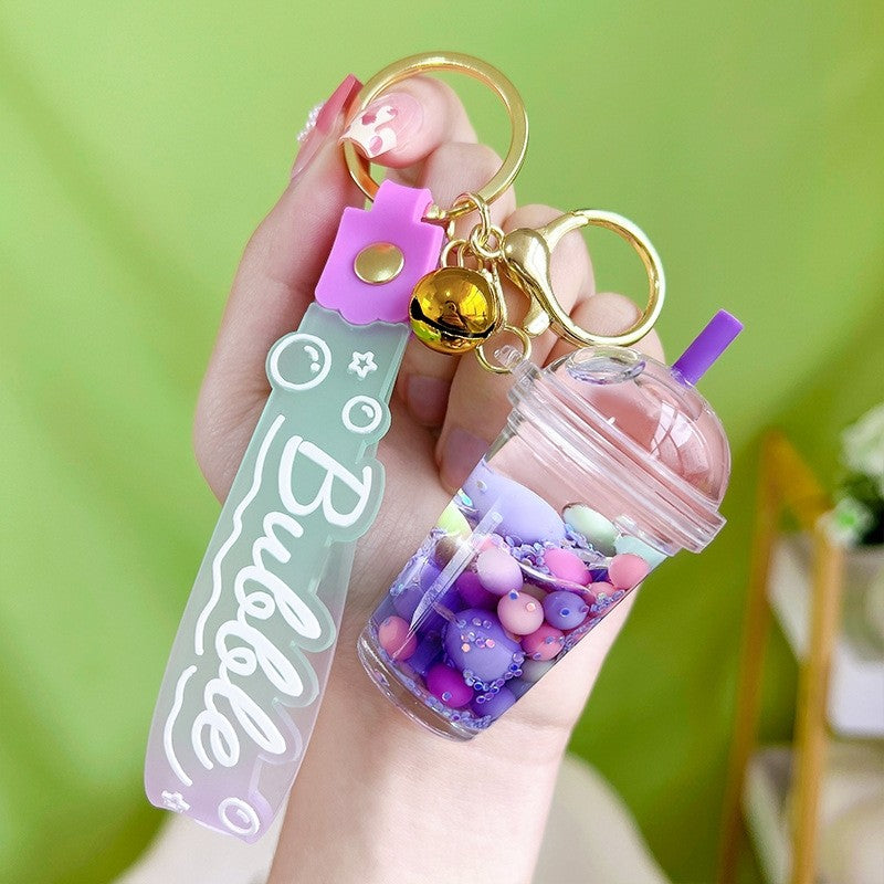 Acrylic Bubble Milk Tea Cup Keychain Charm