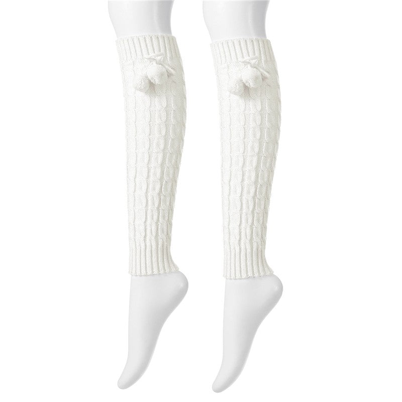 Knitted Eight-Character Braided Pompom Pileup Sock Cover