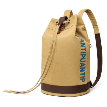 Men Canvas Drawstring Bucket Backpack