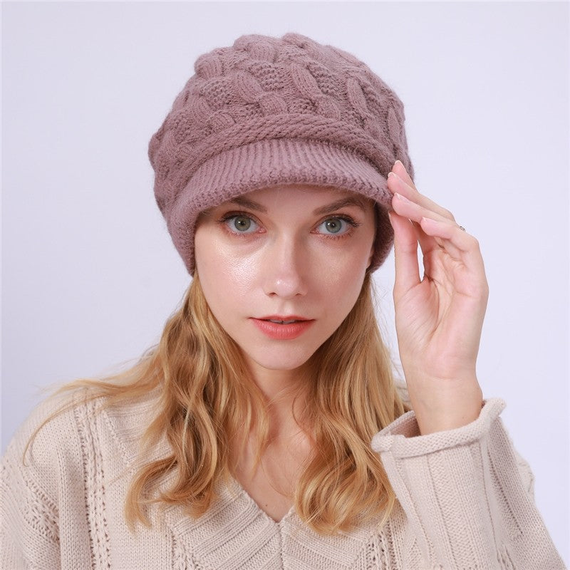 Solid Color Cable Knitted Cap