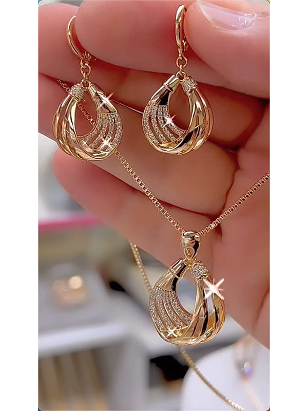 Heart Shape Drop Earrings + Necklaces Accessories