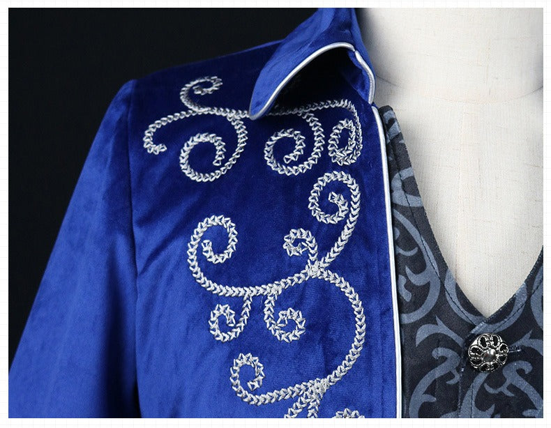 Men's Vintage Silver-Edge Tailcoat Jacket