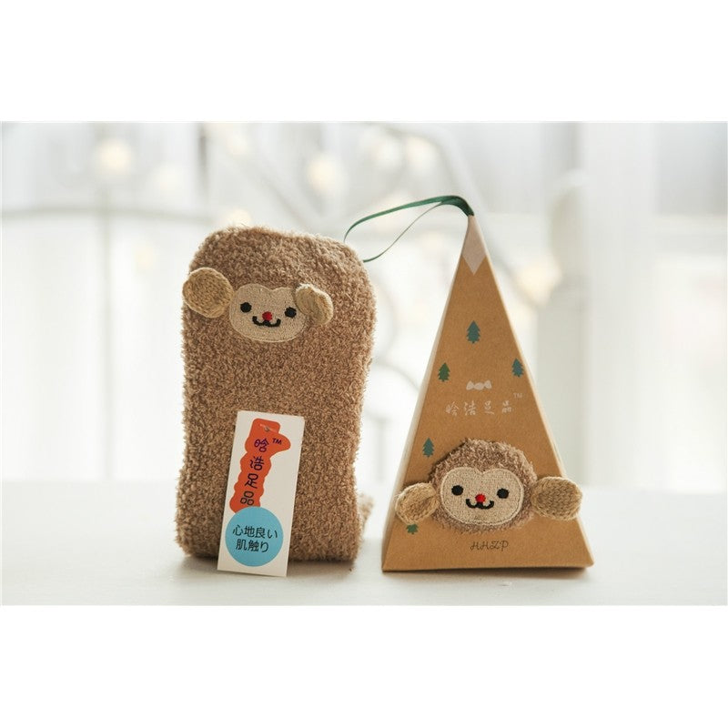 Deer Doll Elderly Bow-Tie Monkey Striped Dog Mid-Calf Socks