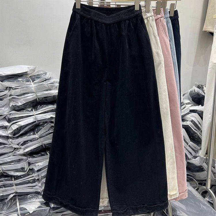 Women's  Spring Summer Cotton High Waist Wide Leg Pants
