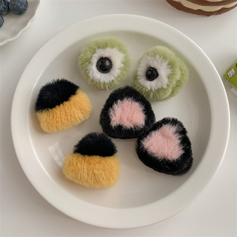 Cute Furry Colorblock Hair Claw Clip