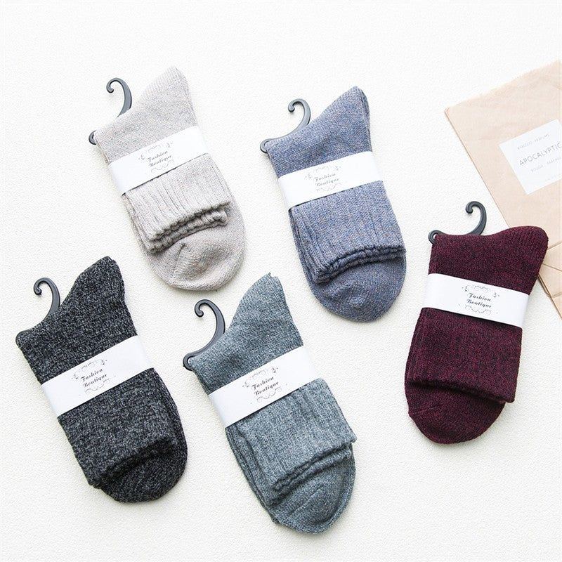 Plain Thick Breathable Mid-Calf Length Sock(A Set Of Five Pairs)
