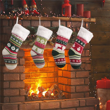 Colorful Knitted Sock Candy Gift Bag Christmas Decoration