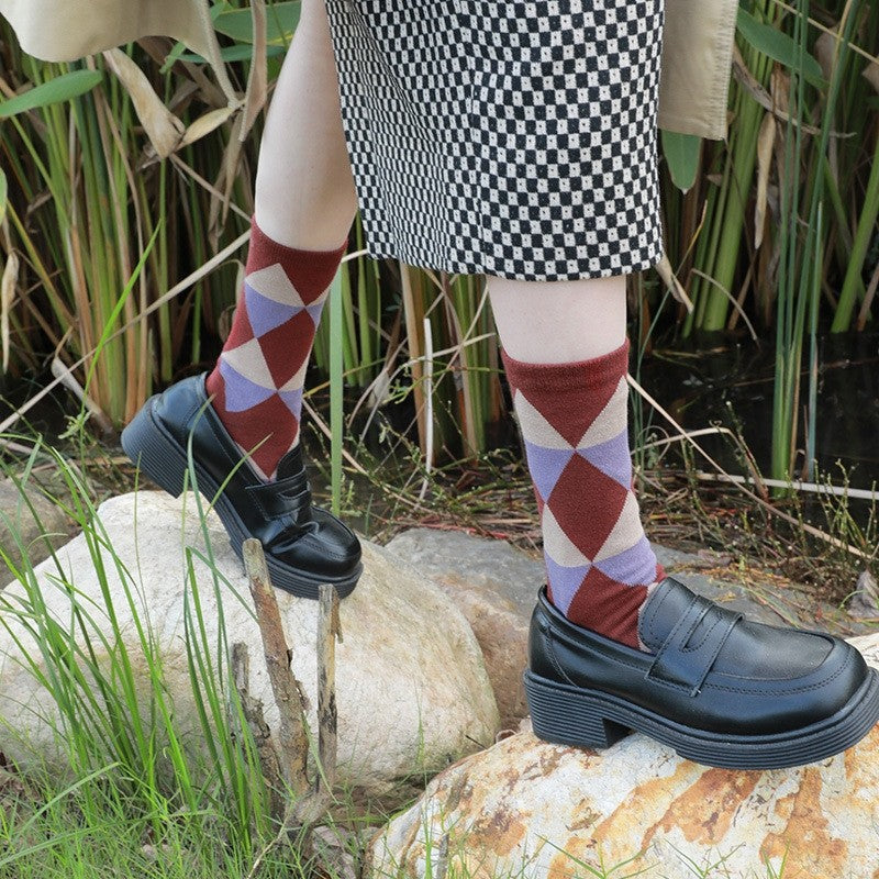 Women's Vintage Diamond Pattern Socks