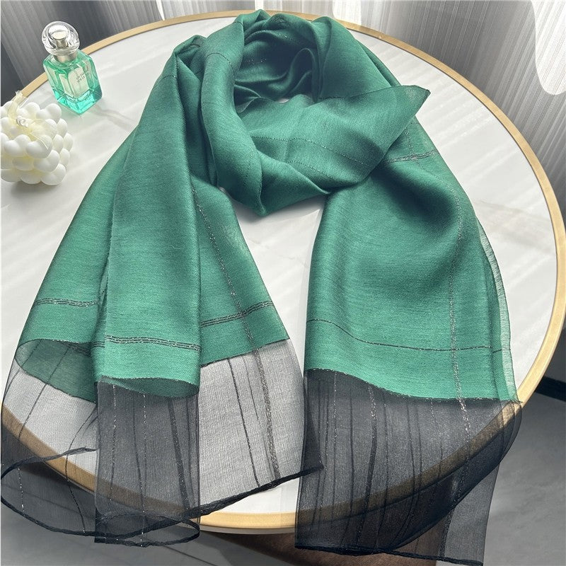 Fashion Plaid Scarf With Gold Trim