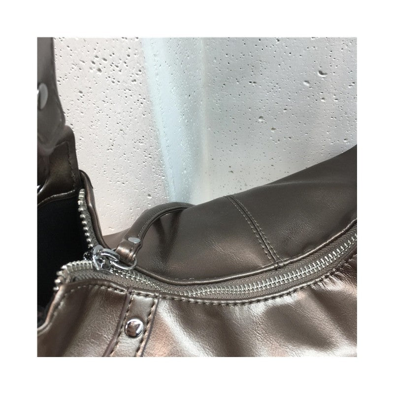 Multi Pocket Studded PU Underarm Motorcycle Bag