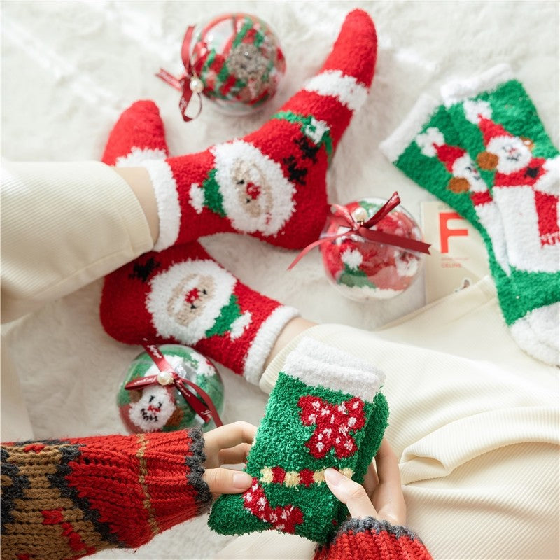 Thickened Coral Fleece Christmas Socks