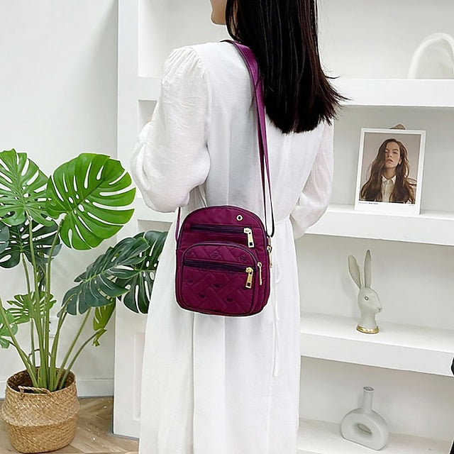 Women's Quilted Nylon Crossbody Bag – Lightweight Waterproof Shoulder Purse with Multi-Pocket Design for Travel & Daily Use