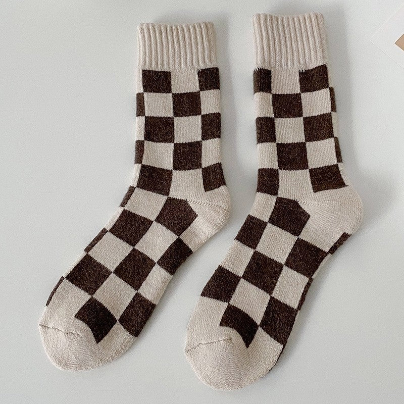 Women's Checkerboard Mid Calf Socks