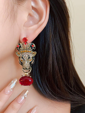 Geometric Rhine Stones Drop Earrings