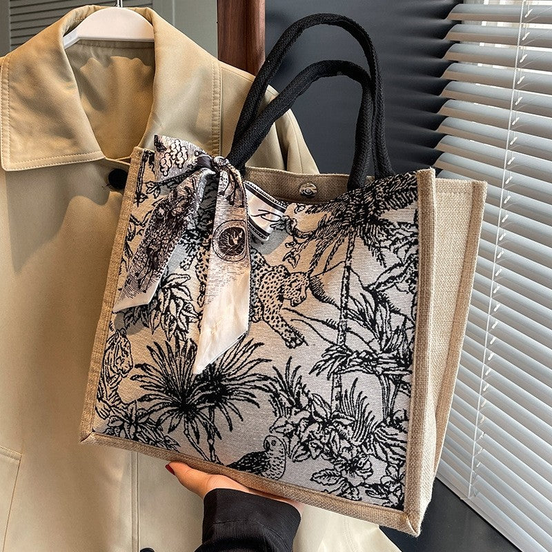 Scarf Handle Square Bag