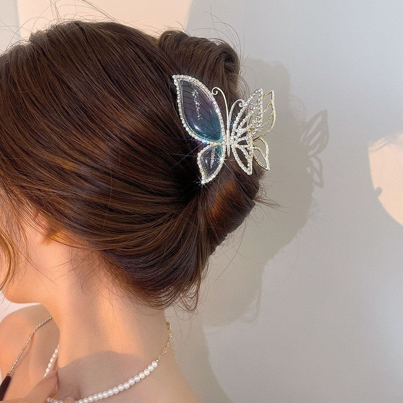 Rhinestone Gradient Butterfly Hair Claw Clip