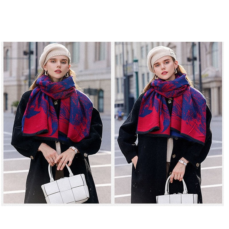 Contrast Color Winter Warm Imitation Cashmere Scarf