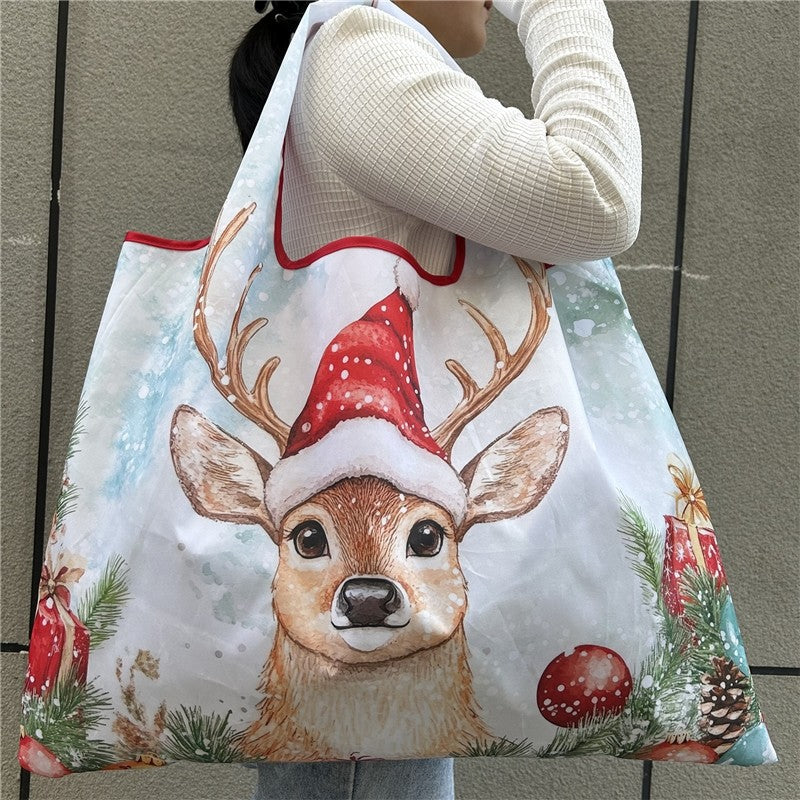 Christmas Print Single Shoulder Tote Bag