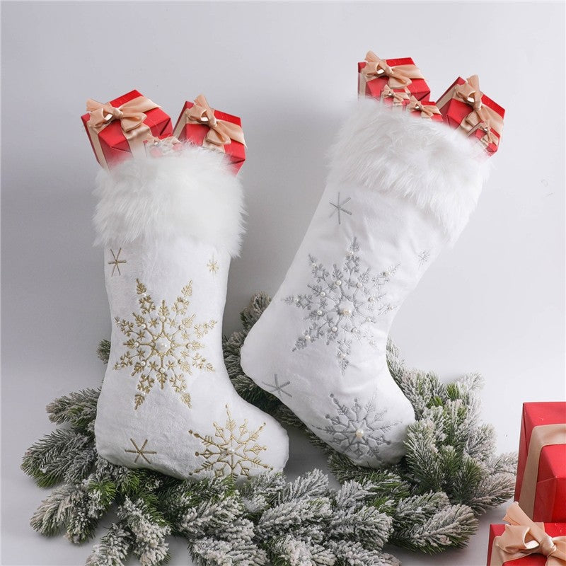 Creative Plush Snowflake Sock Gift Bag Christmas Decoration