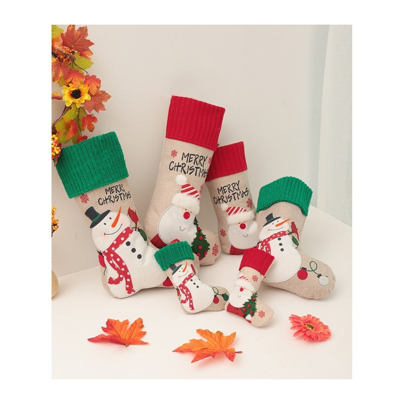 Snowman Santa Sock Gift Bag Christmas Decoration