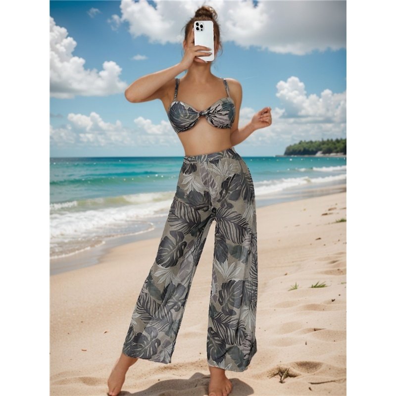 Bikini Set: Two-Piece Swimsuit With Mesh Pants