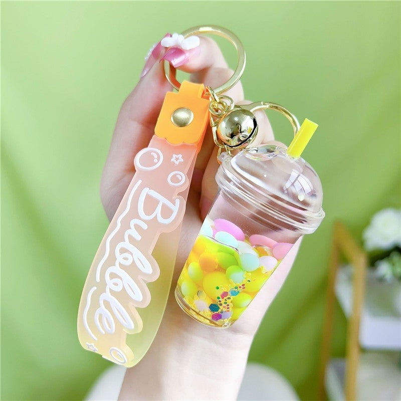 Acrylic Bubble Milk Tea Cup Keychain Charm