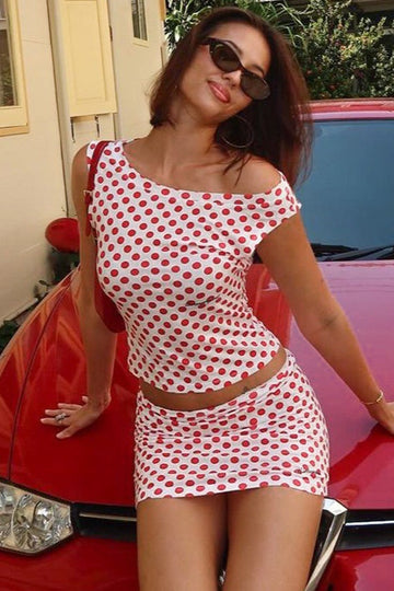 Printed Fitted Skirt Top Two Pieces Set