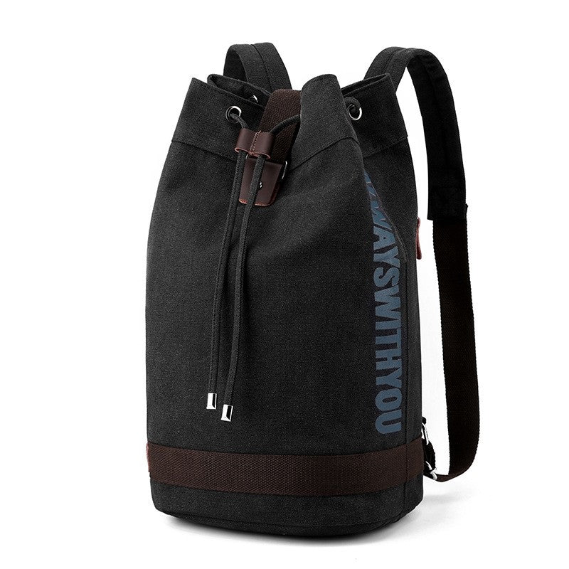 Men Canvas Drawstring Bucket Backpack