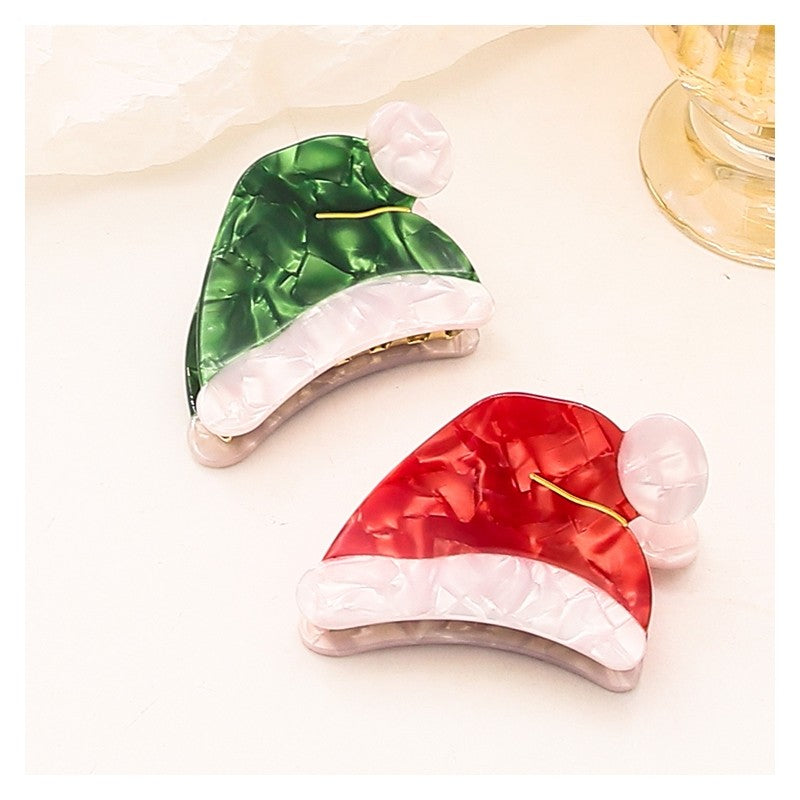 Christmas Hat Acetate Hair Claw Clip