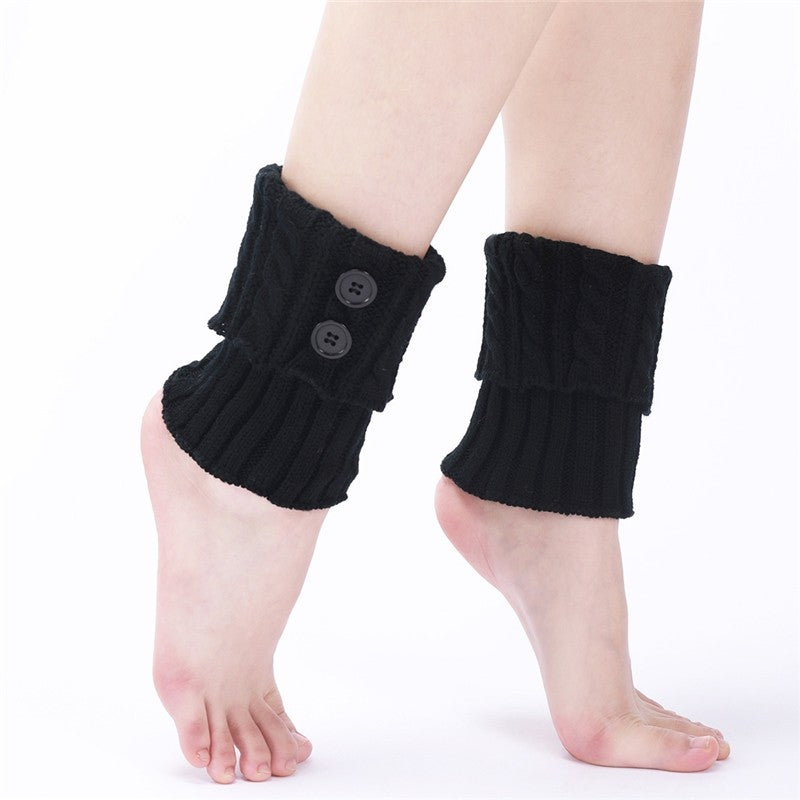 Knitted Cable Button Short Leg Warmers