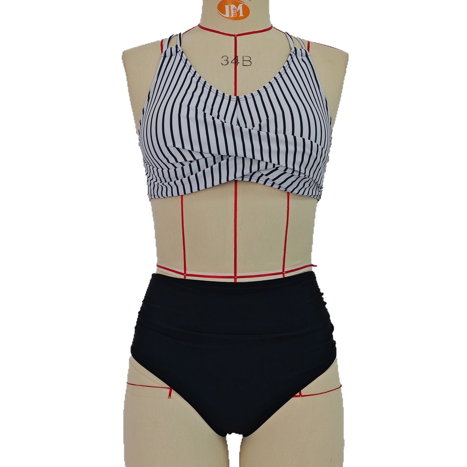 New Cross Strap High Waist Bikini Set