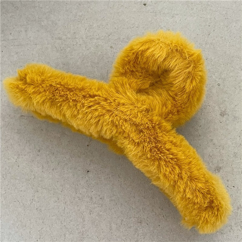 Solid Color Furry Hair Claw Clip