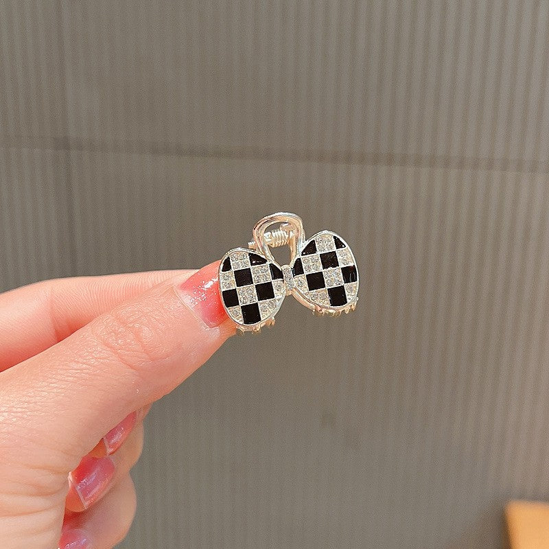 Mini Checkerboard Rhinestone Hair Claw Clip