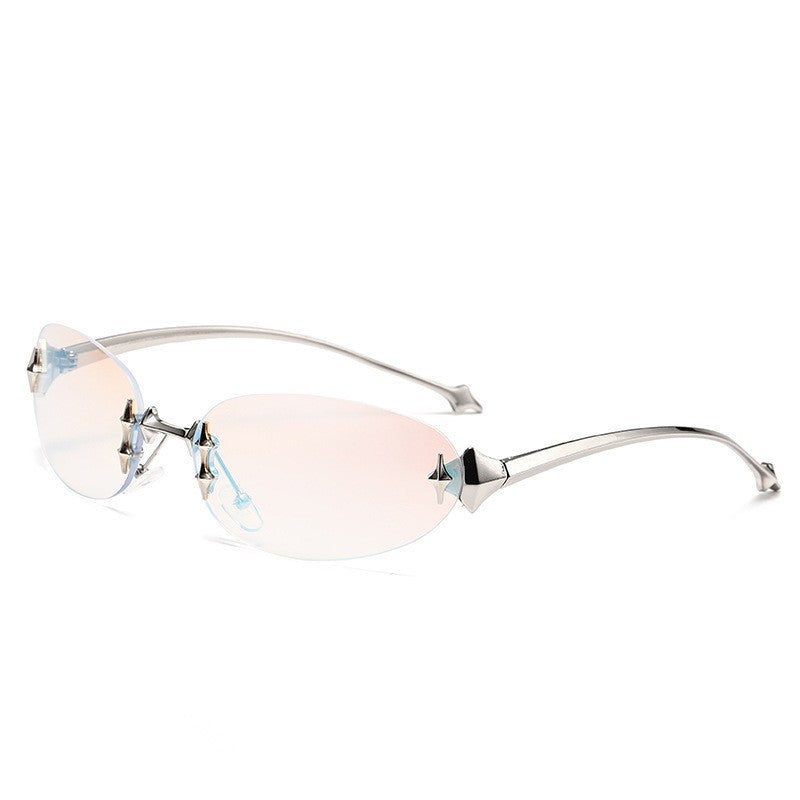 Star Ellipse Cat Eye Frameless Sunglasses
