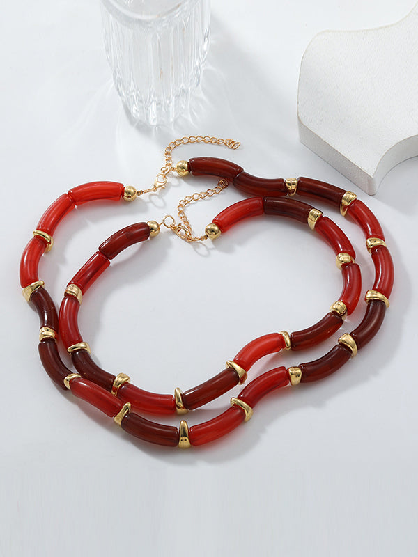 Chains Double Layered Geometric Necklaces Accessories