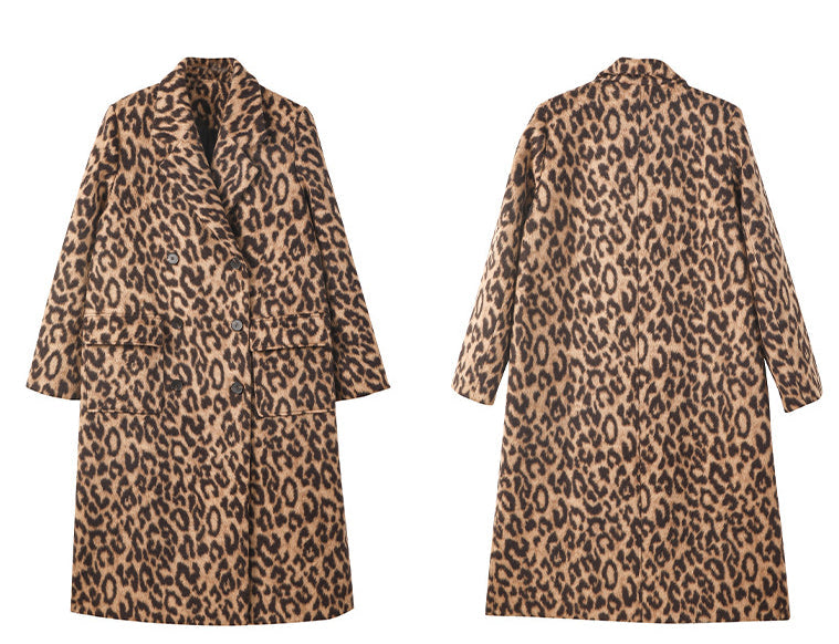 Fashion Leopard Long Overcoat for Women