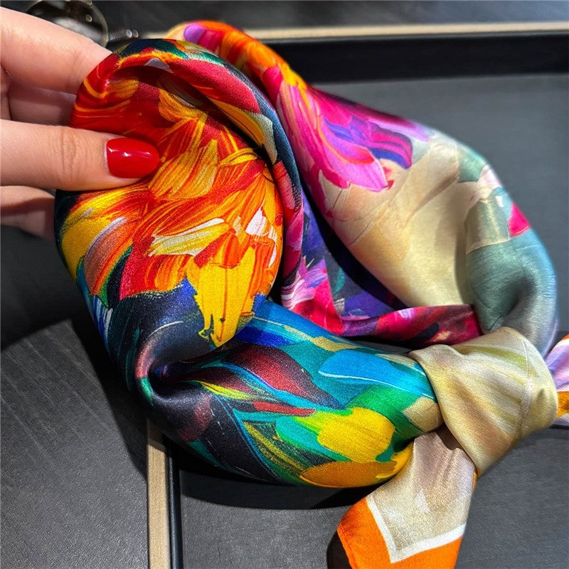 Malaysian Print Square Silk Scarf
