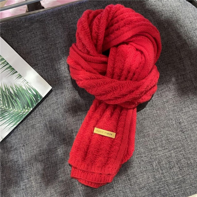Solid Color Thick Warm Knitted Scarf