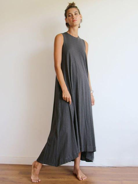 Simple Solid Sleeveless Round-neck Long Dress-Maxi Dress-Free Shipping at meselling99
