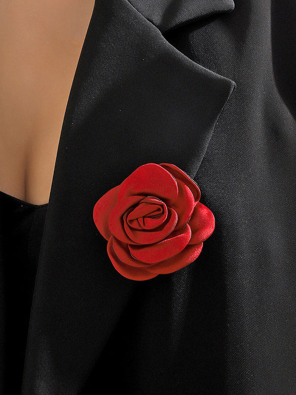 Solid Color Three-Dimensional Flower Brooch Accessories