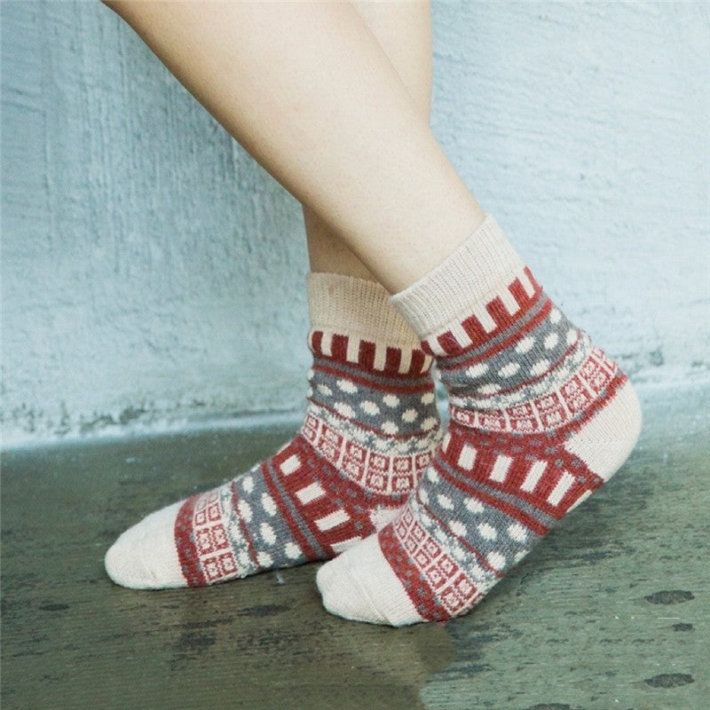 Thick Print Breathable Comfy Casual Sock(A Set Of Five Pairs)
