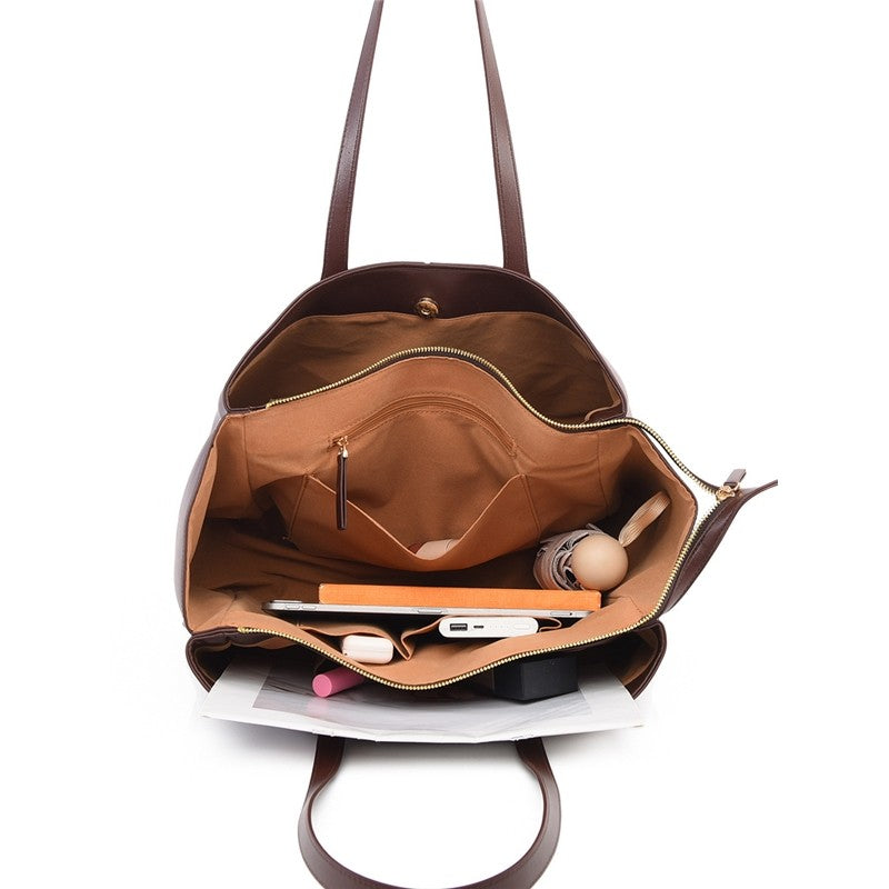 Single Shoulder PU Tote Bag Intellectual Casual Retro Fashion