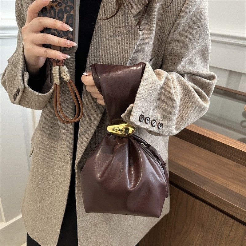 Vintage Folded Bucket Bag Large Capacity