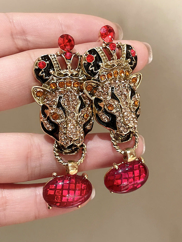 Geometric Rhine Stones Drop Earrings