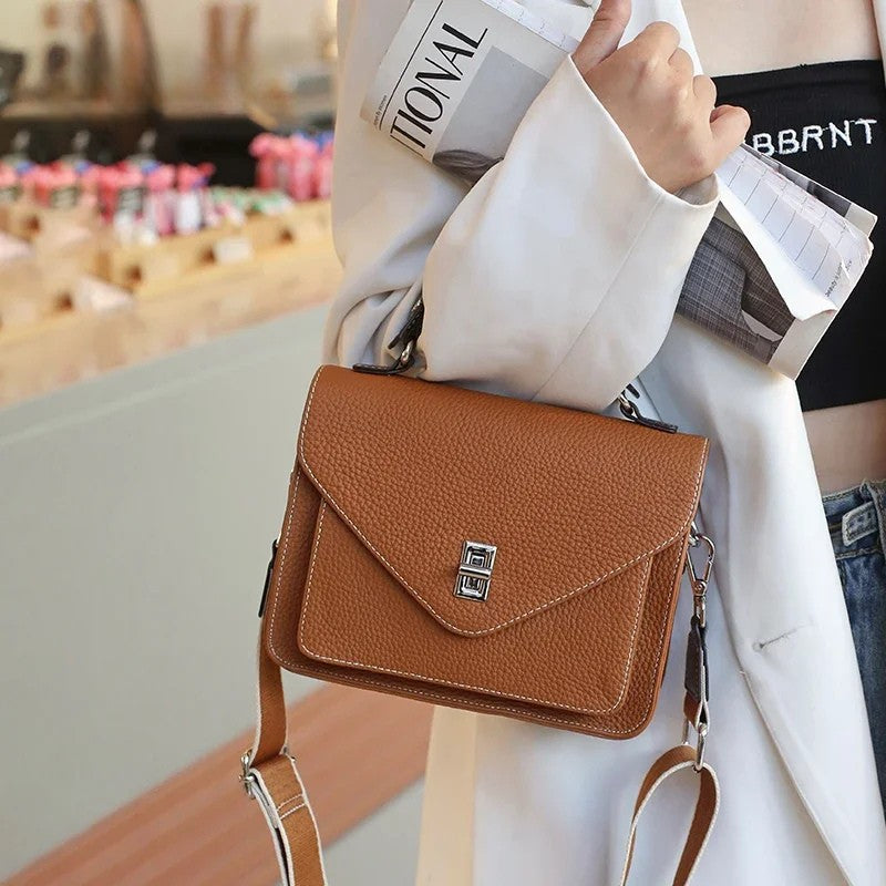 Cowhide Casual Crossbody Bag - Women Genuine Leather Handbag