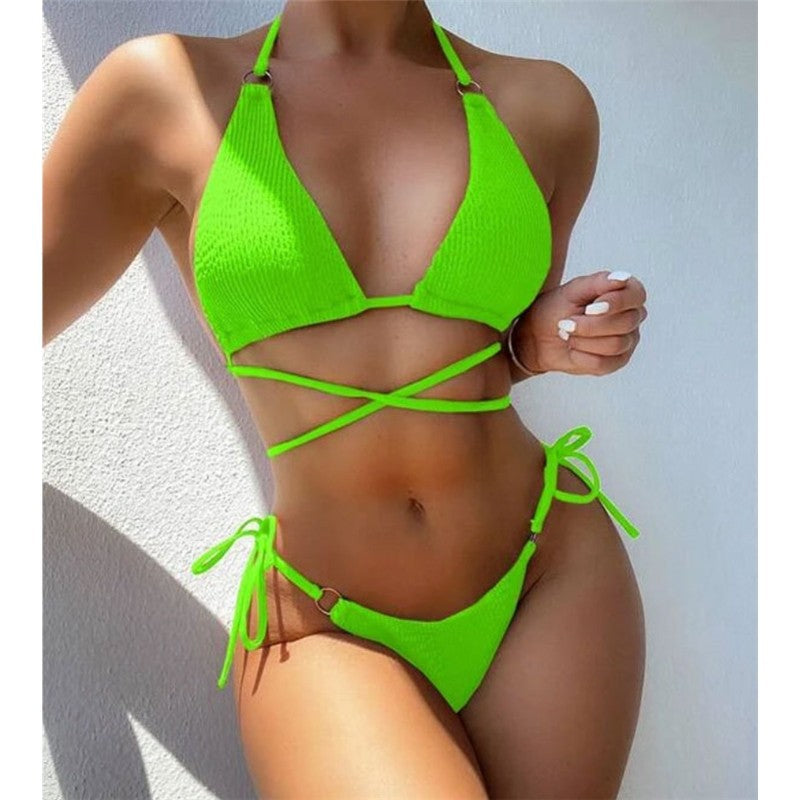 Bikini Swimsuit Women's Solid Color Two-Piece