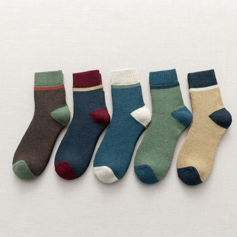 Simple Thick Wear-Resisting Mid-Calf Length Sock(A Set Of Five Pairs)