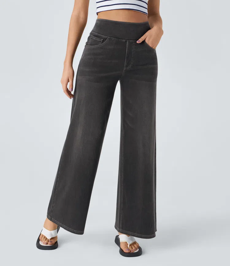 FlexiChic - Super Stretch High-Waisted Wide Leg Jeans + 50% OFF