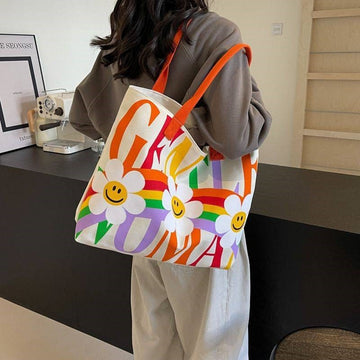 Fashion Print Large Canvas Bag