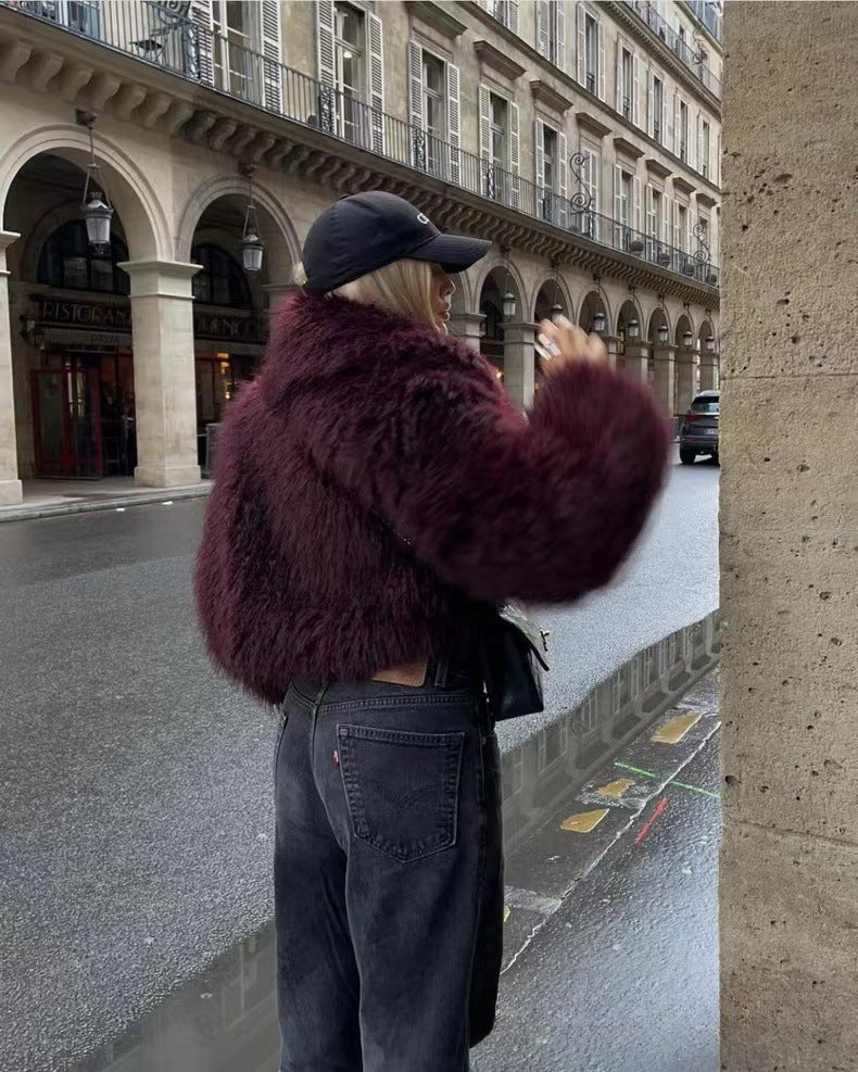 Stylish Short Eco-Friendly Faux Fur Jacket